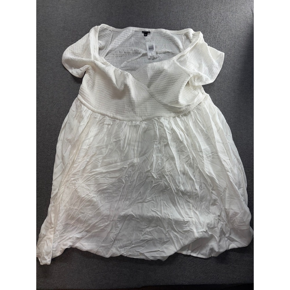 Torrid White Off The Shoulder Smocked Challis Skater Dress Plus Size 5 5X 28 NEW